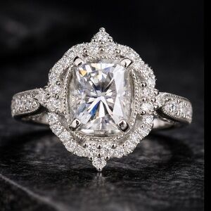 2 Carat Ultra Sparkling Elongated Cushion Art Deco Engagement Ring Sz 5 6 7 8 9